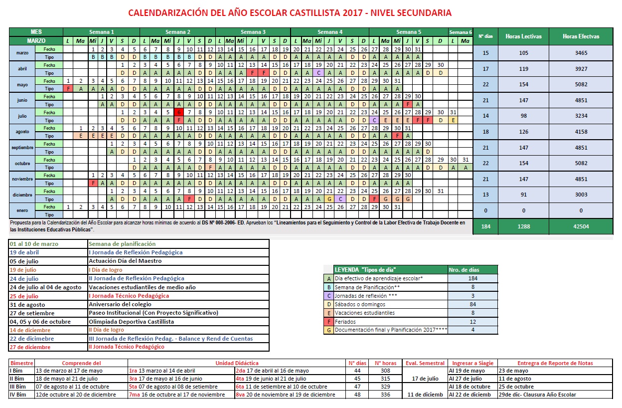 upch calendario 2017 2018 calendrier