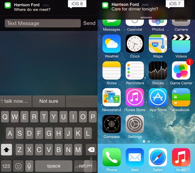 iOS 8 and iOS 7 OS 8 Message notifications