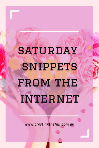 Saturday Snippets - where the best things I've seen on the internet come together in one place
