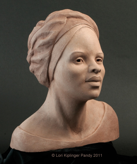Lori Kiplinger Pandy Sculpture: Ceramic Sculpture turban wrapped woman