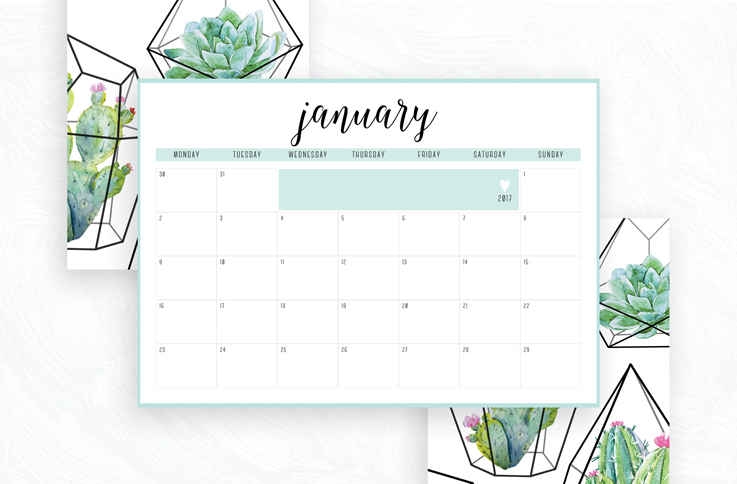 free monthly calendars
