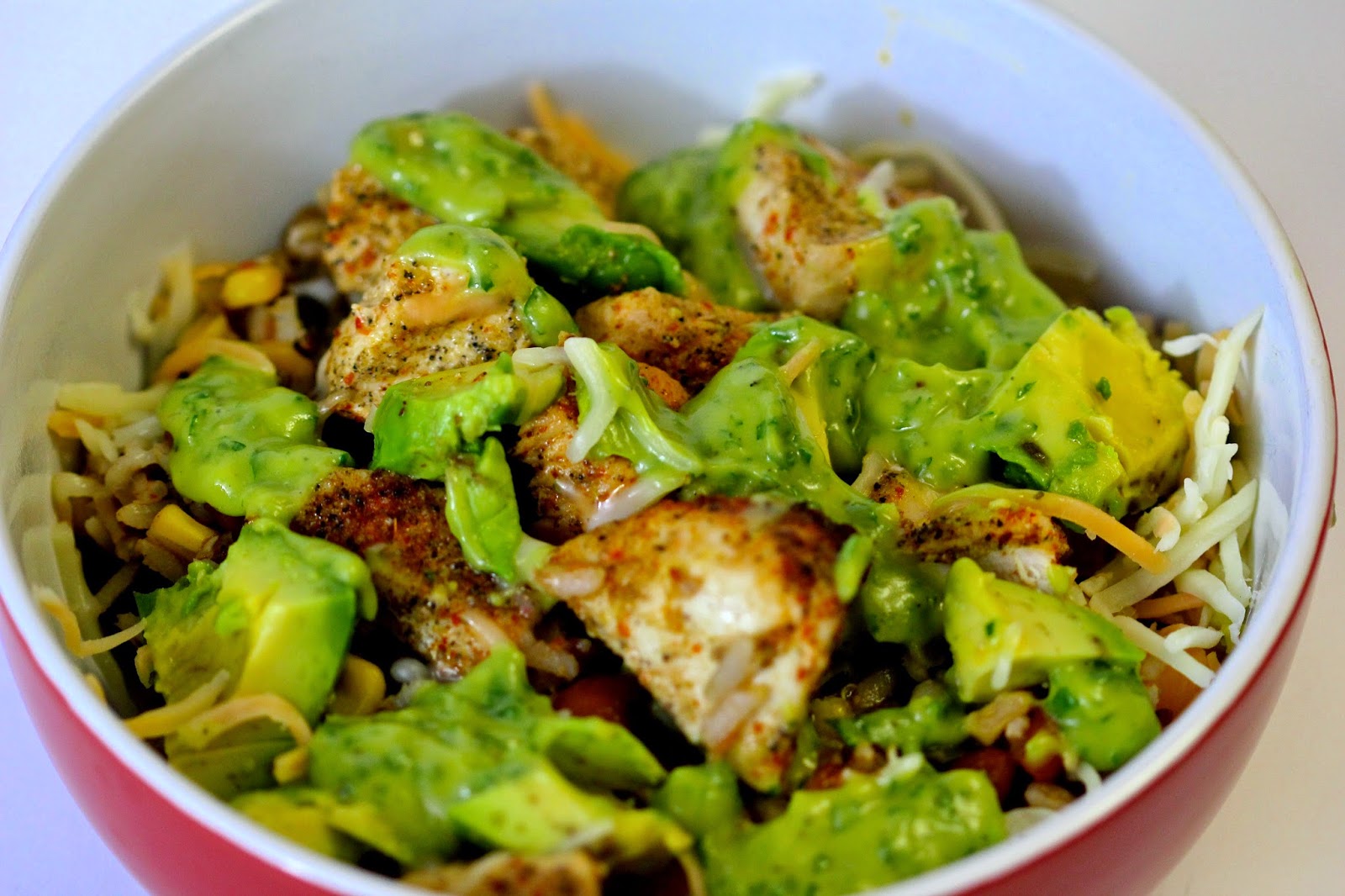 Charleston's Chew Mexican Rice Bowls with Chicken and Avocado Cilantro