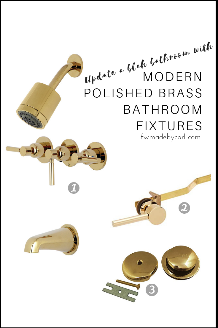 Tub Shower Reveal With Modern Polished Brass Fixtures Made By Carli