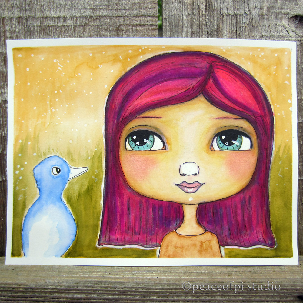 peaceofpi studio Drawing and Painting A Girl and a Bird