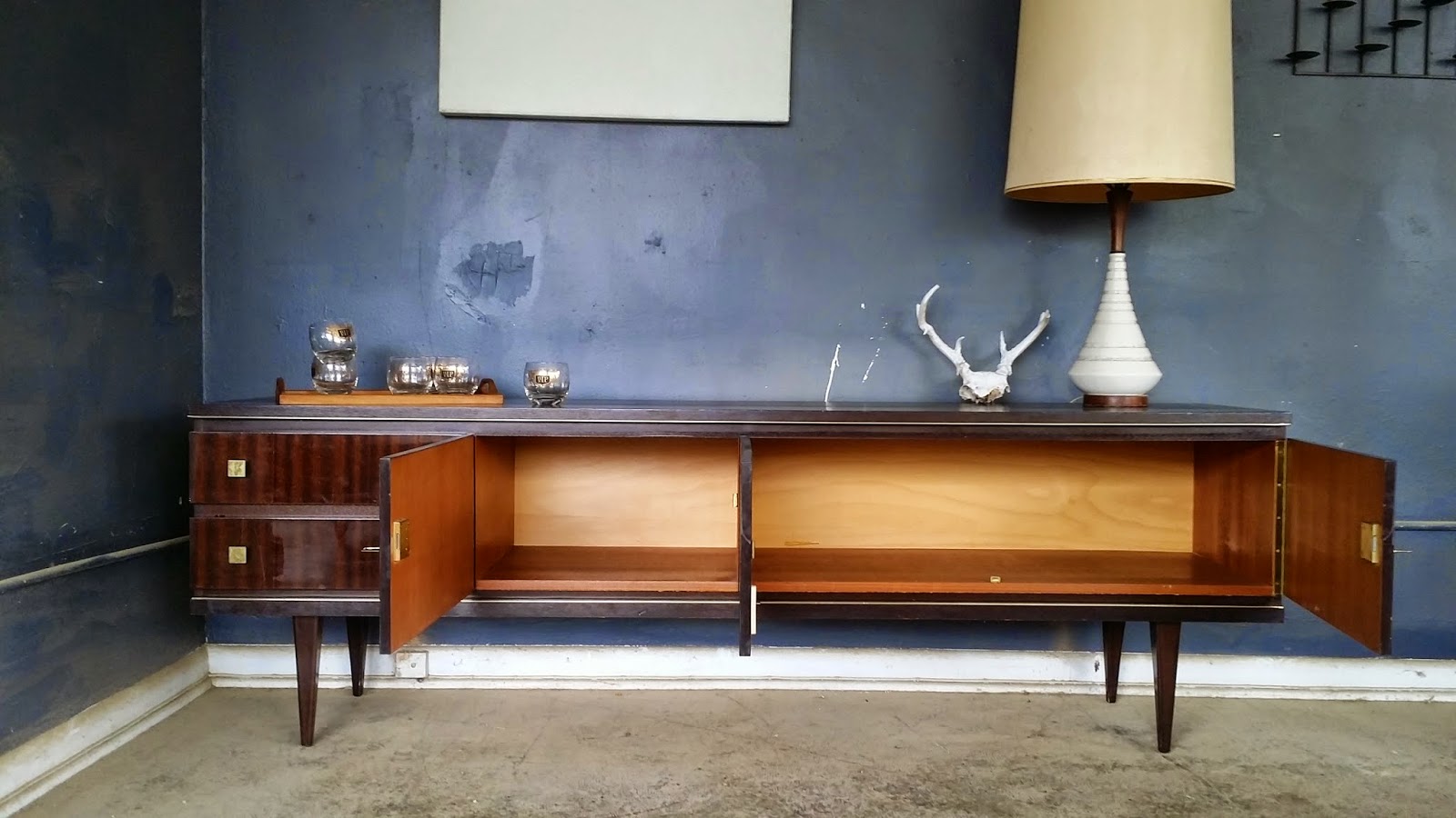 Vintage Ground Awesome German Mid Century Low Media Console / Credenza