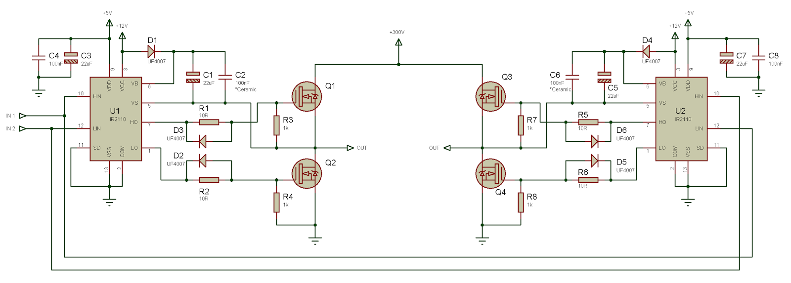 mosfet h-bridge ir2110 blowing issue | All About Circuits