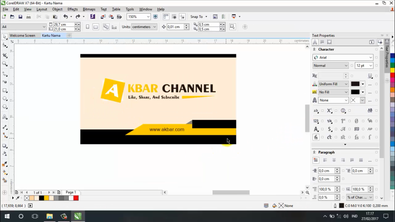 Membuat Kartu Nama Melalui Corel Draw | tutorial membuat desain kartu nama dari corel draw akbar Membuat Kartu Nama Melalui Corel Draw | tutorial membuat desain kartu nama dari corel draw akbar