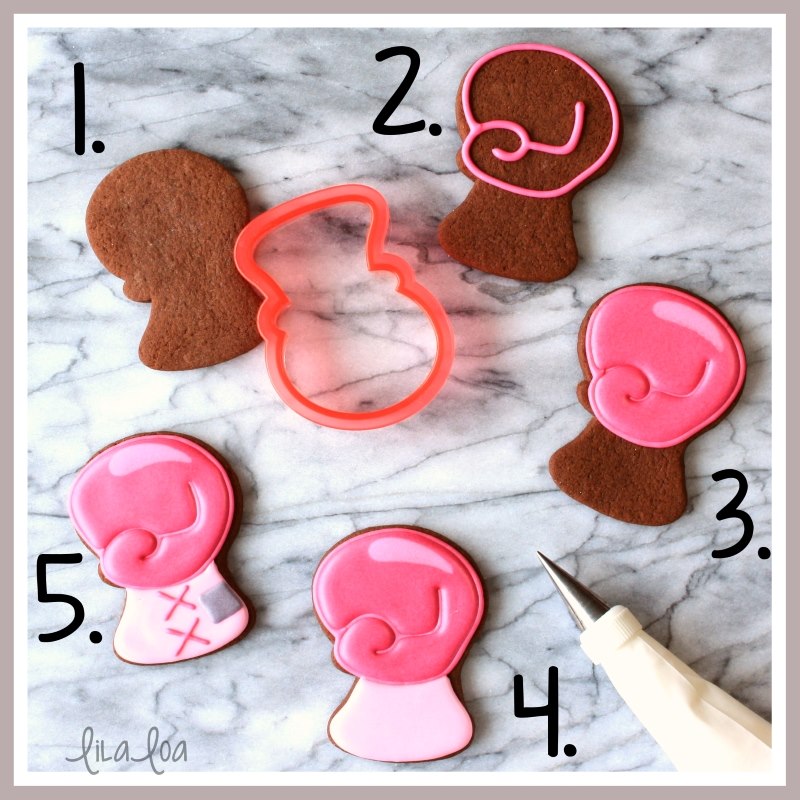 Fight like a girl breast cancer boxing glove decorated sugar cookie tutorial