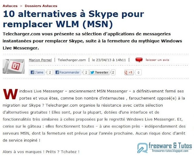 Le site du jour : 10 alternatives à Skype pour remplacer MSN