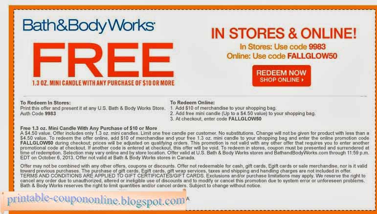 Bath and body works printable coupons april 2018