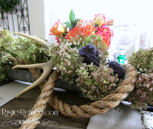 Rustic home decor on the dining table for a elegant yet farmhouse style
