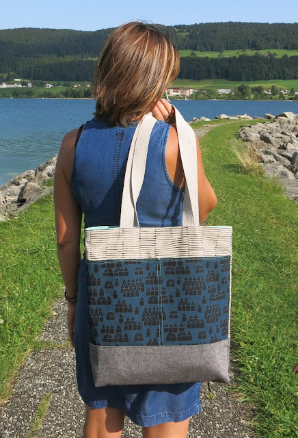 Luna Lovequilts - Maker Maker print tote bag - Noodlehead pattern