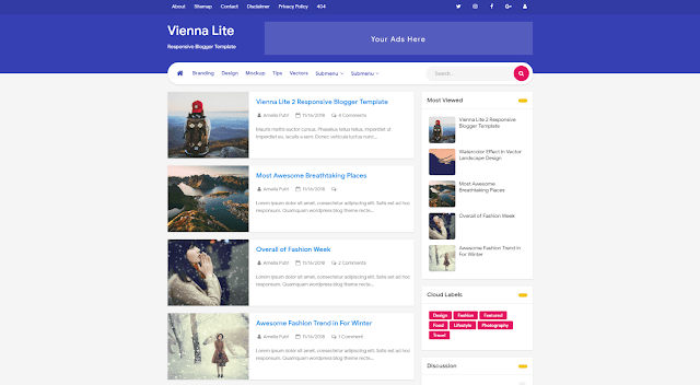 Vienna Lite 2 Responsive Blogger Template