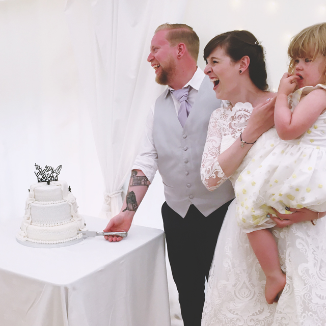 Bride Groom Cutting Wedding Cake