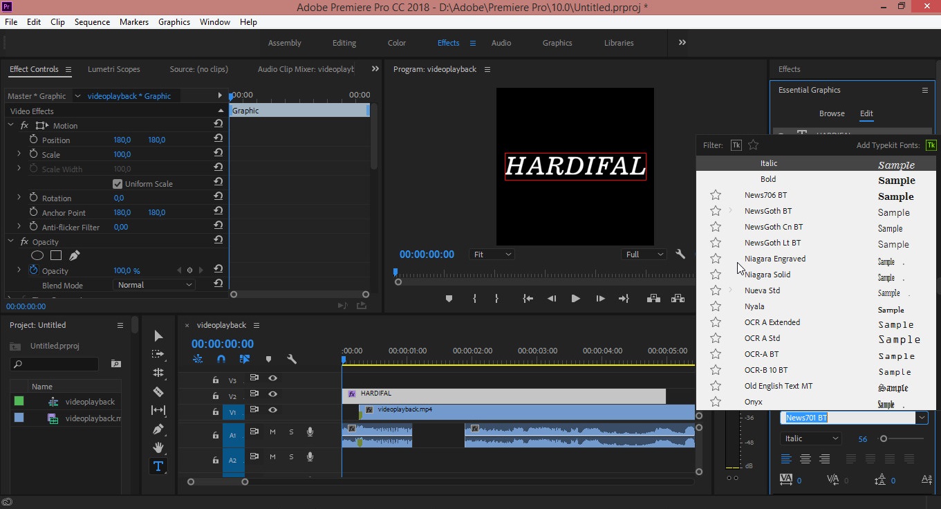 Memasukkan Teks Di Adobe Premiere