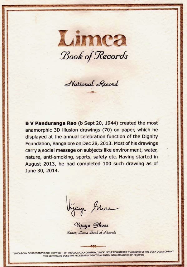 Limca Book of Record Certificate