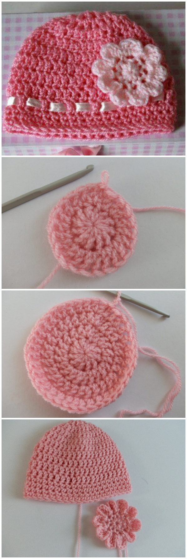 Toddlers Crochet Summer Hat with Crochet Flower
