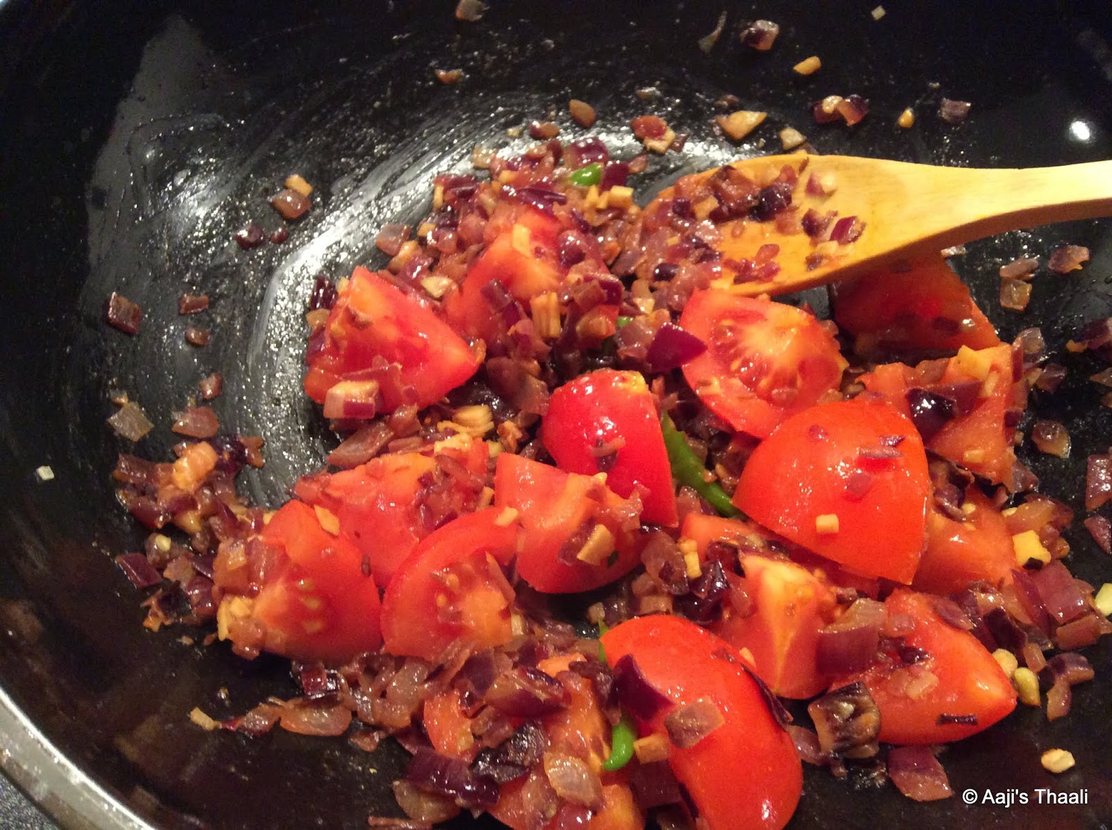 Stirfried Okra with Tomatoes & Onions Aaji's Thaali