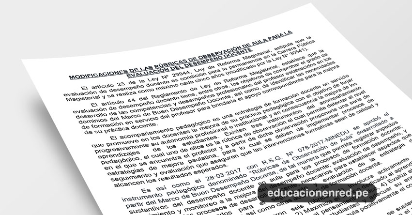 ANÁLISIS: Modificaciones de las Rúbricas de Observación de Aula para la Evaluación del Desempeño Docente 2018 (Fernando Gamarra Morales) ANÁLISIS: Modificaciones de las Rúbricas de Observación de Aula para la Evaluación del Desempeño Docente 2018 (Fernando Gamarra Morales)