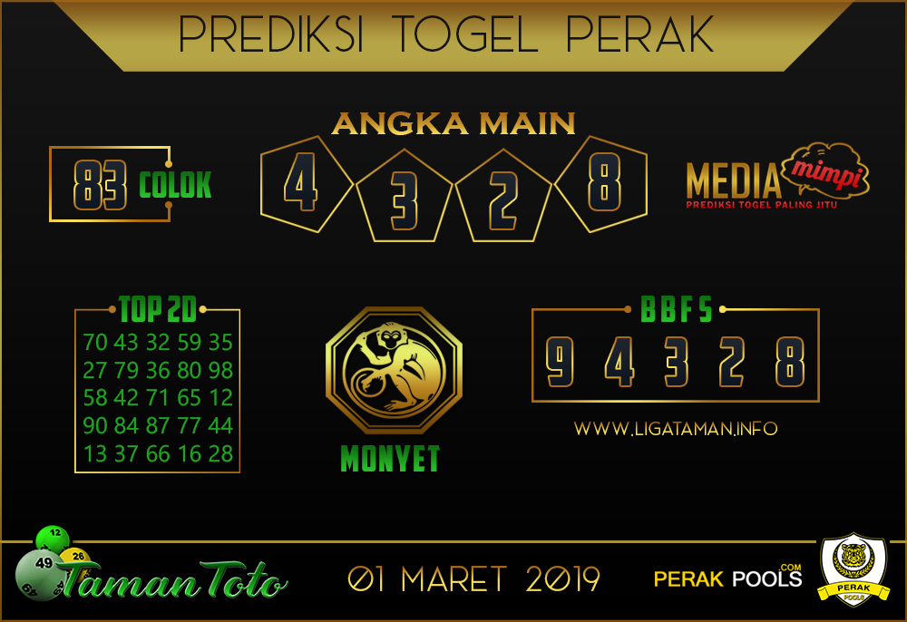 Prediksi Togel PERAK TAMAN TOTO 01 MARET 2019