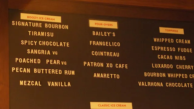 Menu at Prohibition Creamery in East Austin, Texas