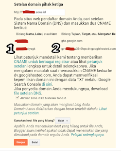 Pengaturan Domain Zone.id di Blogger Pengaturan Domain Zone.id di Blogger