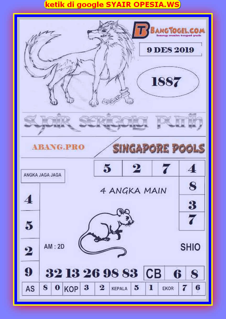 Kode syair singapore 9 Desember 2019 FORUM SYAIR TOGEL
