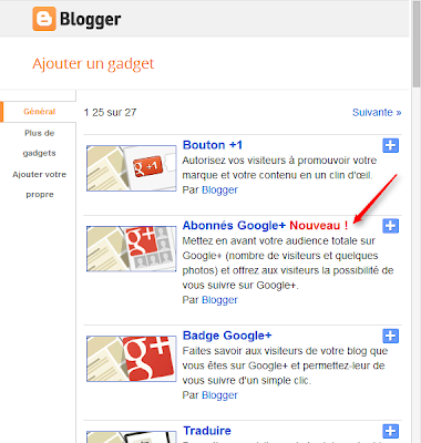 ajouter gadget abonnés google+ sur blogger