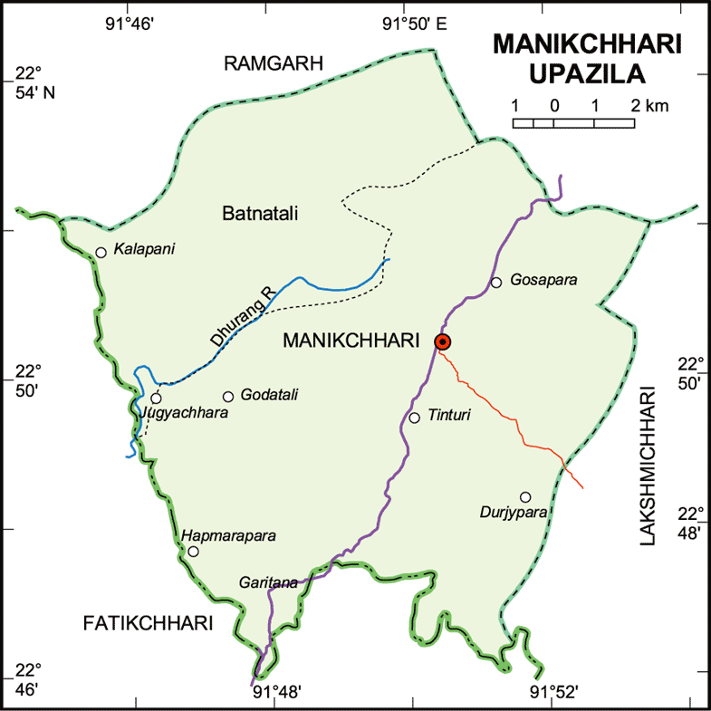 Manikchari Upazila Map Khagrachari District Bangladesh
