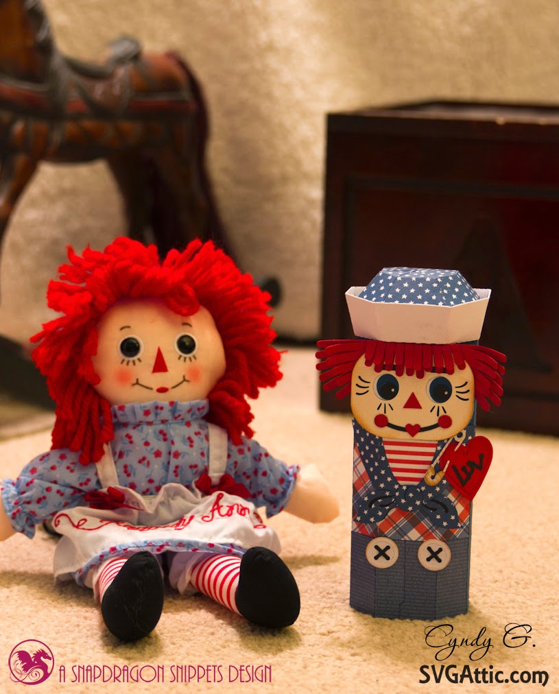 Raggedy Ann doll with Raggedy Andy paper canister
