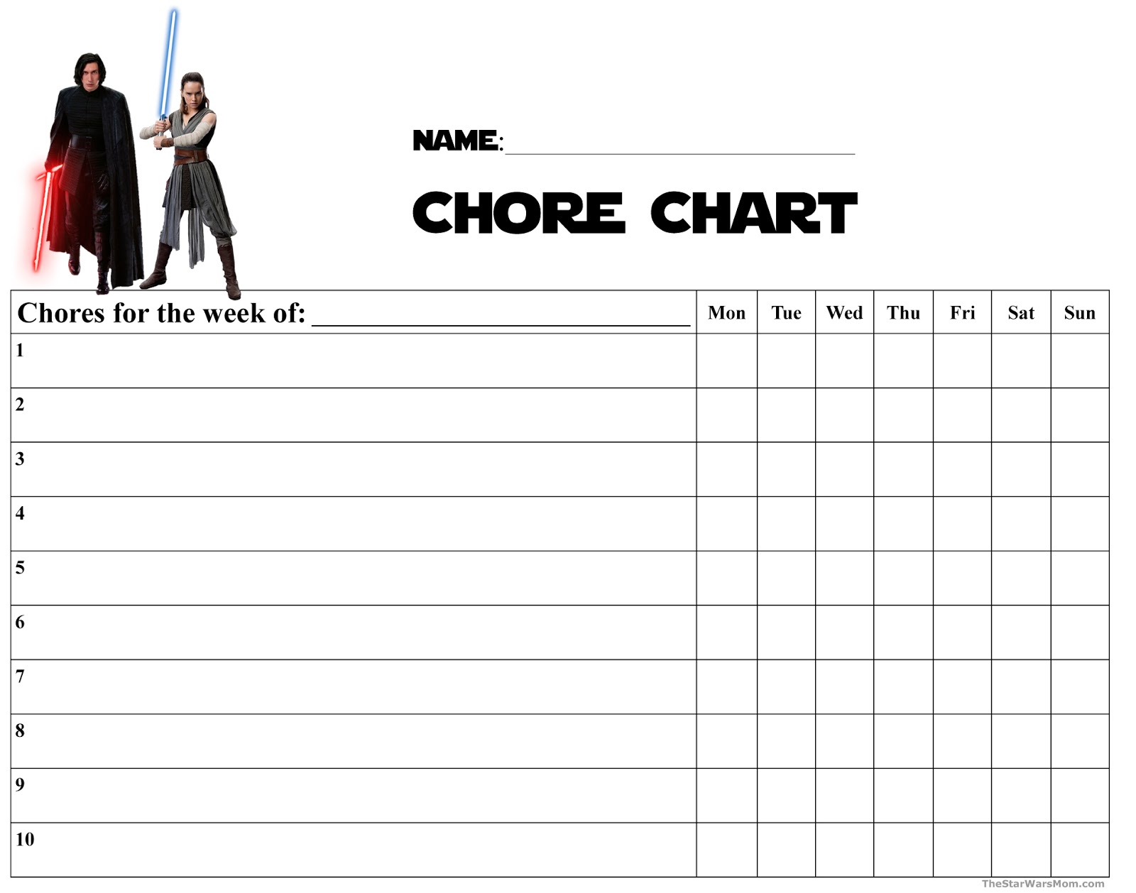 star wars free printables the star wars parties star wars chore chart