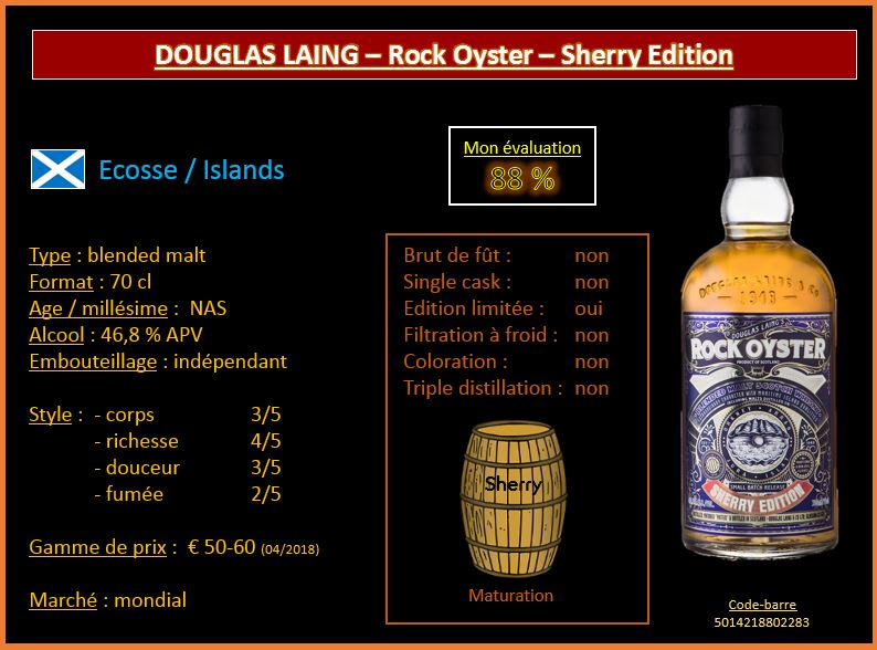 The Whisky Explorer Review 383 Douglas Laing Rock Oyster Sherry Edition