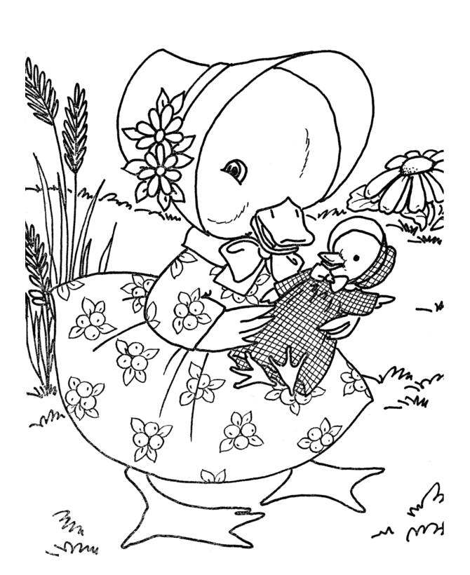 Kids Page: - Toy Animal Mother And Baby Duck Coloring Pages