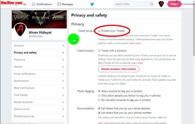 Cara memprivate / Mengunci Akun Twitter
