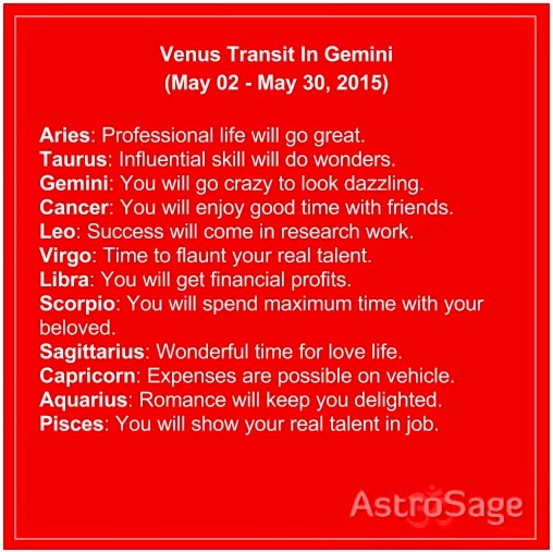 Venus transit in Gemini will affect bring changes in your life.
