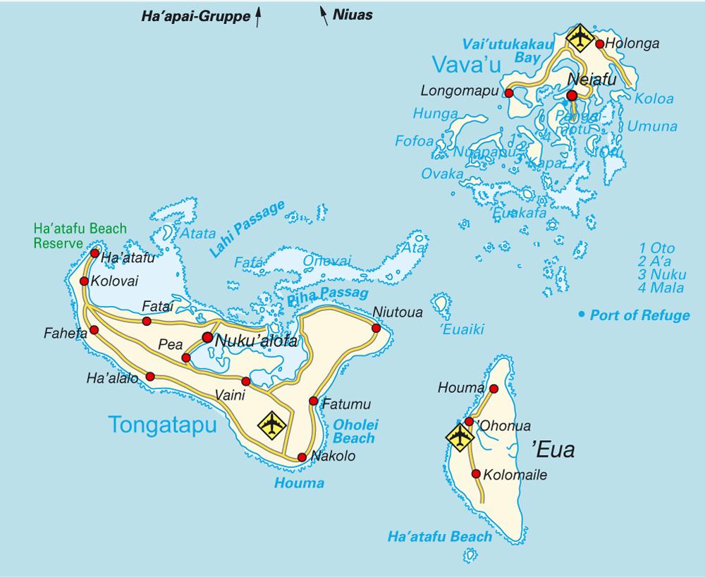 Tonga - Peta geografis Tonga - Geografia Total™