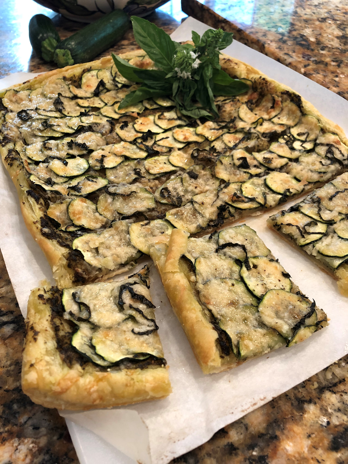 Cooking with Chez Cindy ChezCindy Zucchini Pesto Puff Pastry Tart