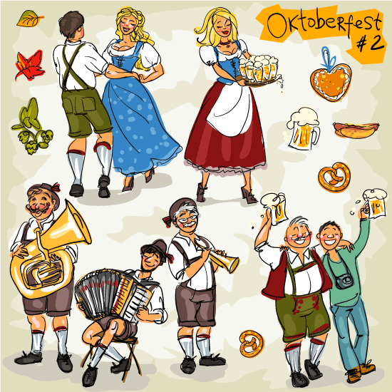 Personas festejando el “Oktoberfest” - Vector