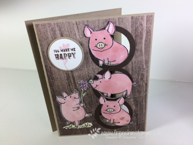 Trio Window Card, This Little Pig, Stampin'Up!, Frenchiestamps, Wood Texture Designer Series Paper,