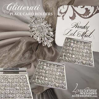 silver and crystal wedding place card holders