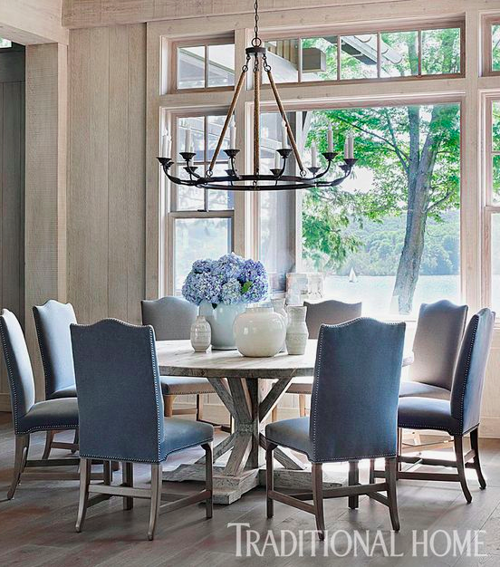 The Beauty Of Round Dining Tables And, Round Kitchen Table With Blue Chairs