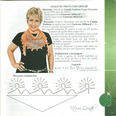 Lenço em tricot e crochet com receita