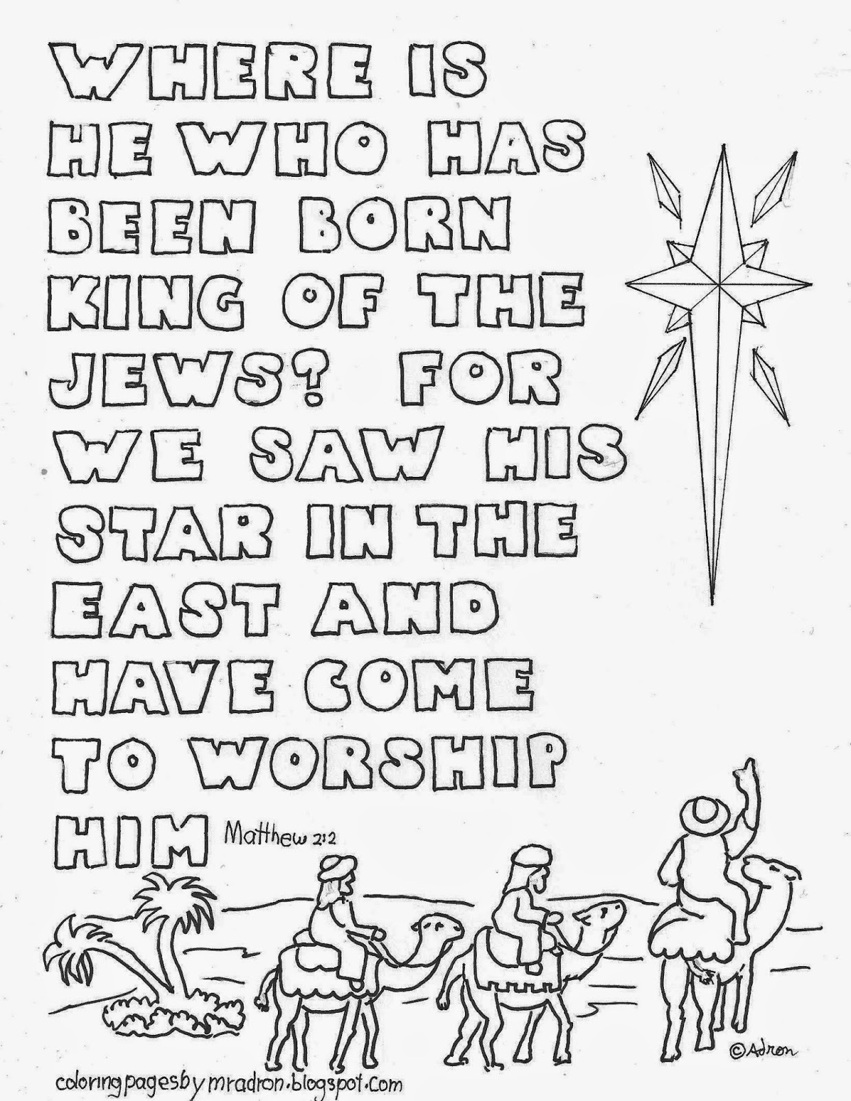 Coloring Pages For Kids By Mr Adron Christmas Star With Wise Men And 