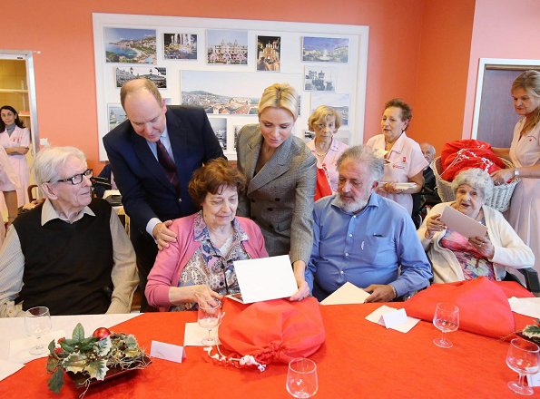 Prince Albert and his wife Princess Charlene visited a nursing home and gave gifts to the elders