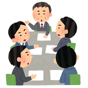 真剣な会議のイラスト(男性)