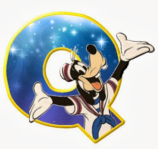 Alfabeto de personajes Disney con letras grandes Q Goofy. 