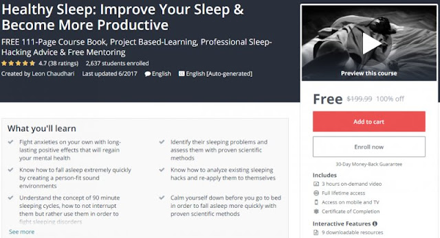 [100% Off] Healthy Sleep: Improve Your Sleep & Become More Productive| Worth 199,99$ 
