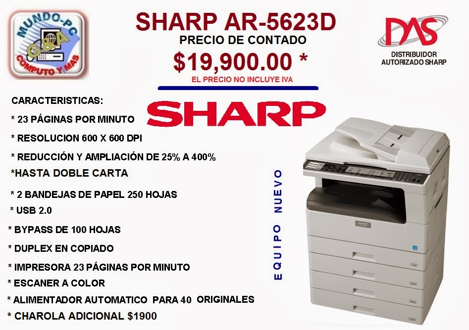ESPECIALISTA EN COPIADORAS SHARP: LLAMA 01 55 56129988, PERMÍTENOS ...
