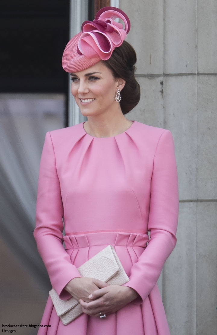 Duchess Kate: It's Pink McQueen & the Queen's Earrings for Trooping the ...