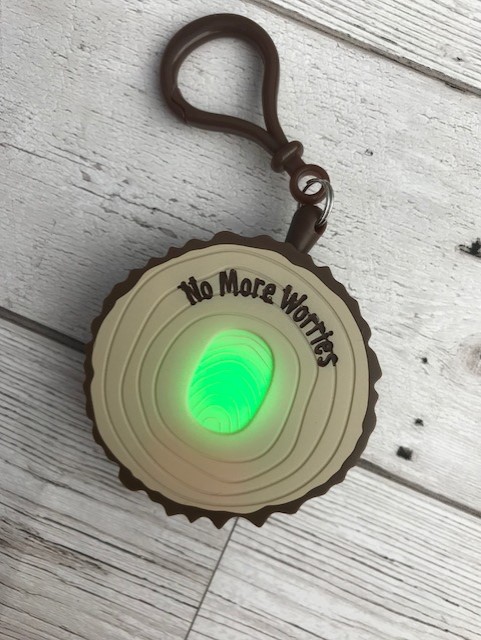 The plaque glowing green